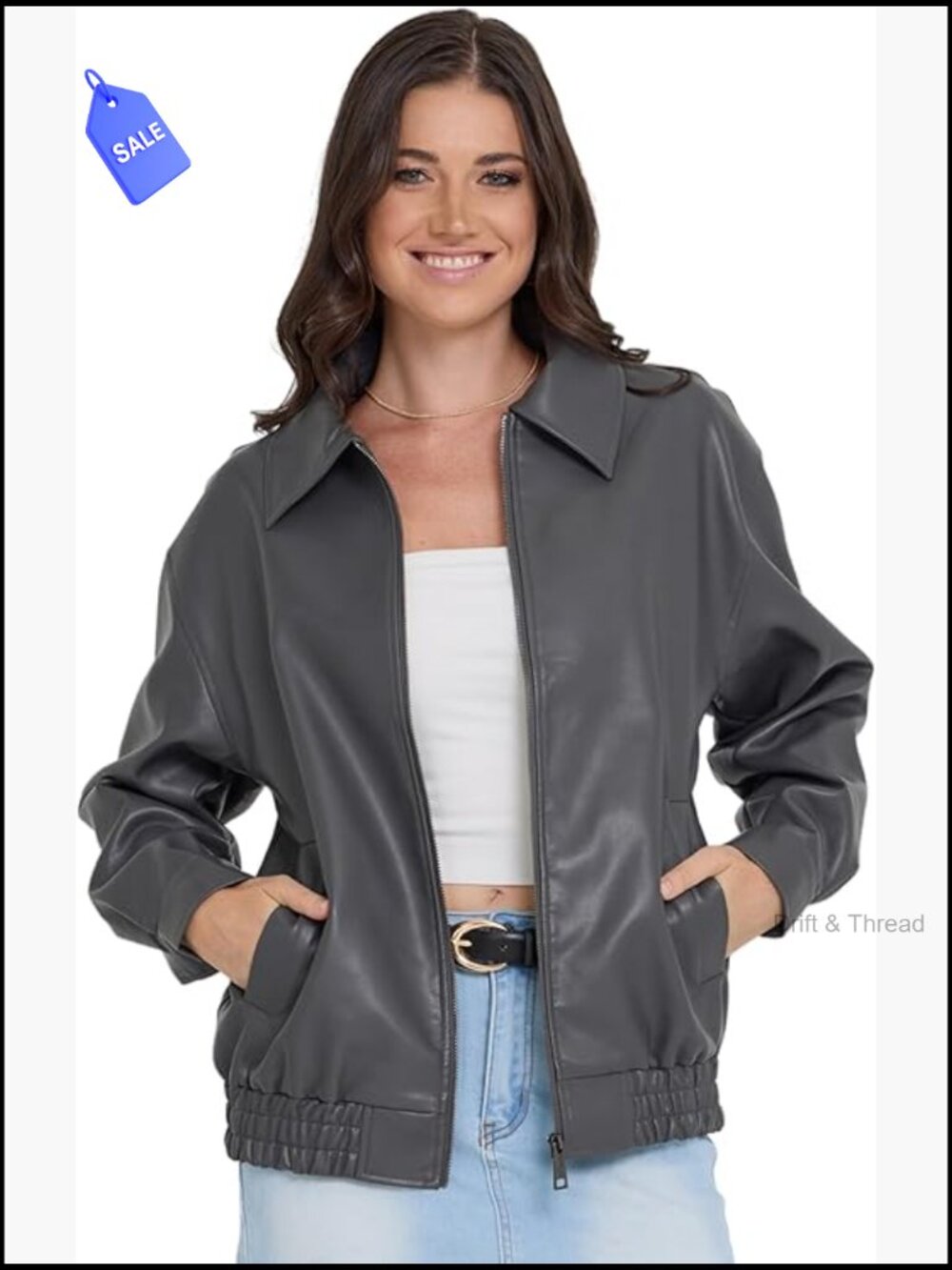 Faux Leather Oversized Bomber Jacket, Plus Size, Moto Inspired